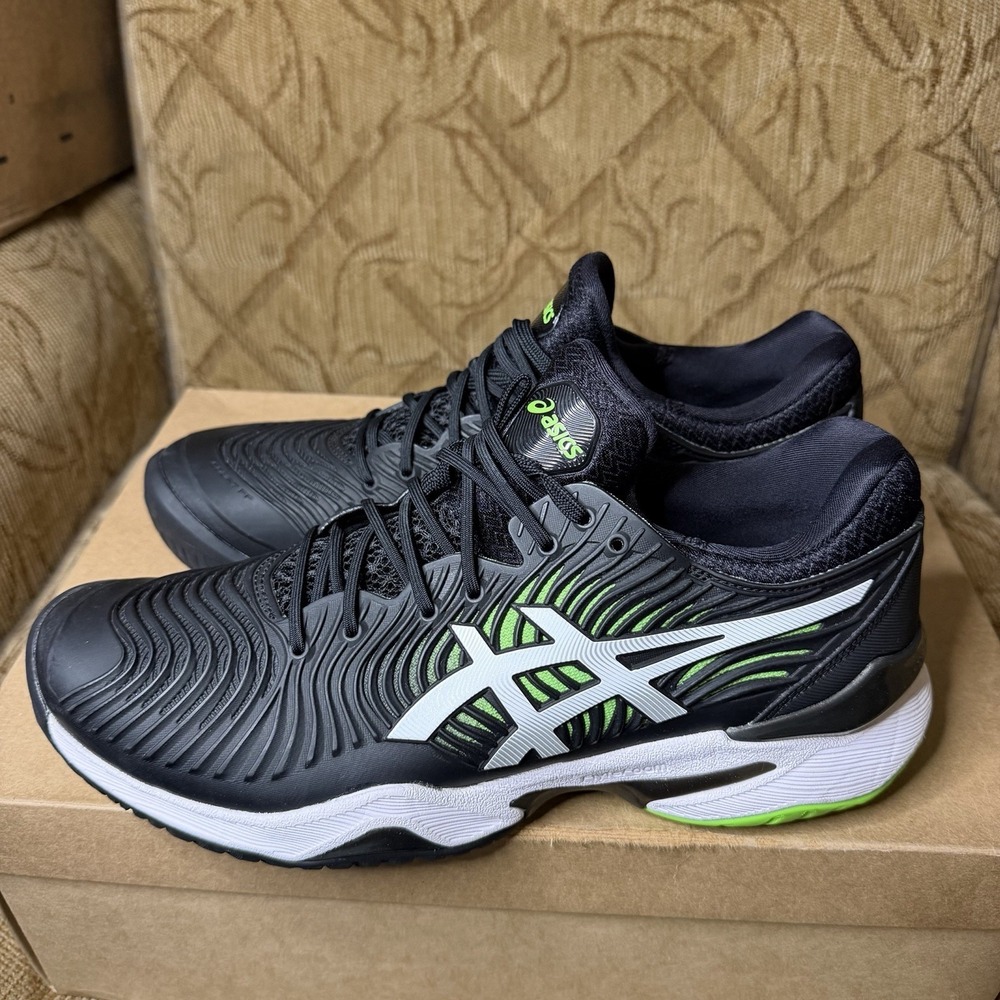 Asics‎ Court FF 2 Mens Tennis Shoes Black White Green 1041A083 Size 7.5